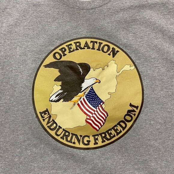 USA Operation Enduring Freedom Y2K Iraq War Grey T-Shirt Men's Size XL - Picture 2 of 7